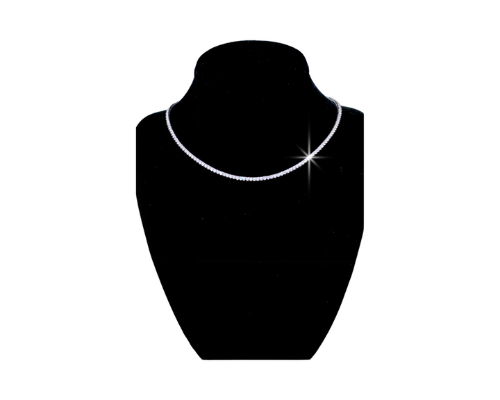 Diamond and 14K White Gold Straight Line Tennis Necklace