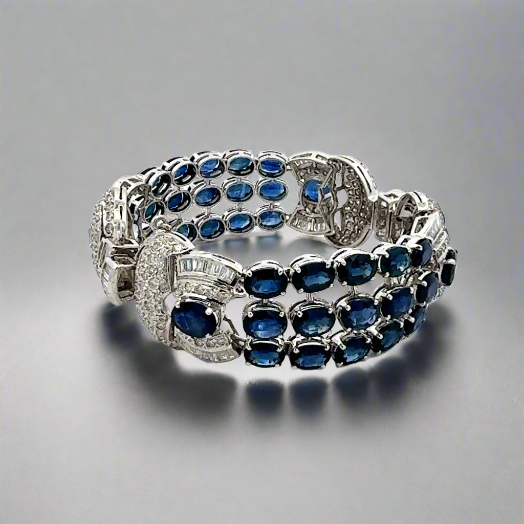 Sapphire, Diamond and 18K White Gold Bracelet