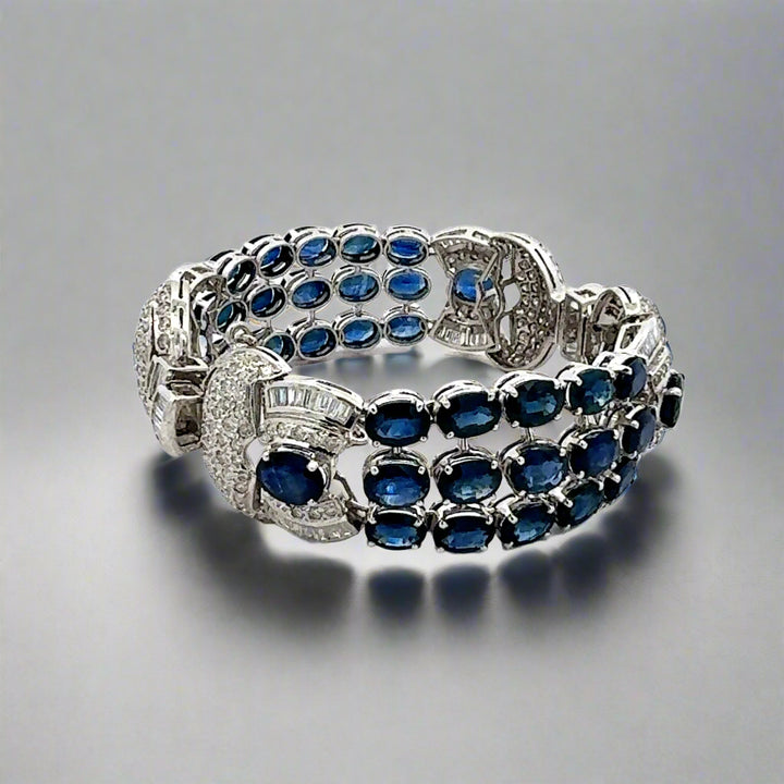 Sapphire, Diamond and 18K White Gold Bracelet