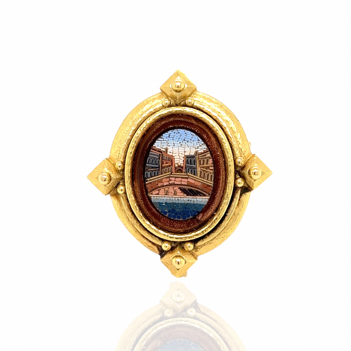 Estate Elizabeth Locke Micro Mosaic Brooch/Pendant