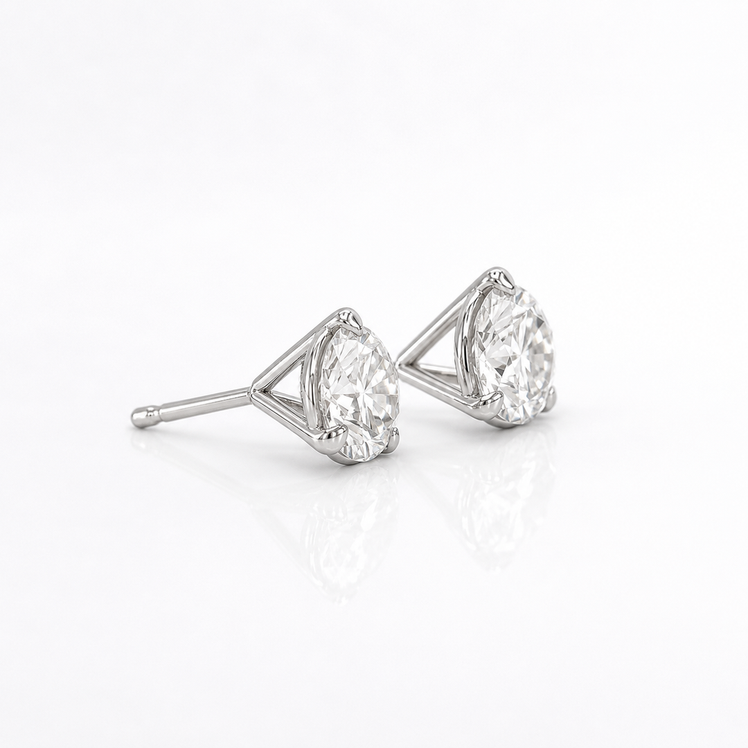 Certified 4 Carat 18K White Gold Lab Grown Diamond Stud Earrings