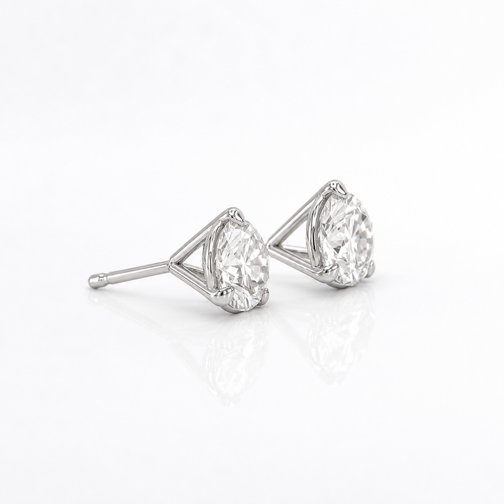 Certified 4 Carat 18K White Gold Lab Grown Diamond Stud Earrings