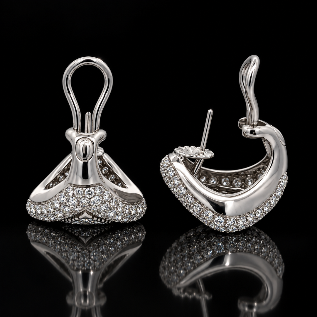Estate Italy Casa Damiani 4.63cttw. Diamond 18KT White Gold Earrings