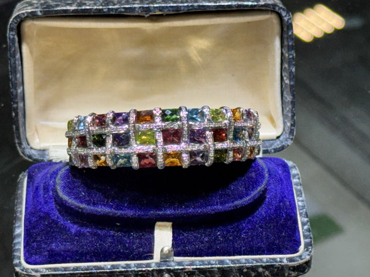 Bellarri Diamond and Multi Color Gemstones 18K Yellow Bangle