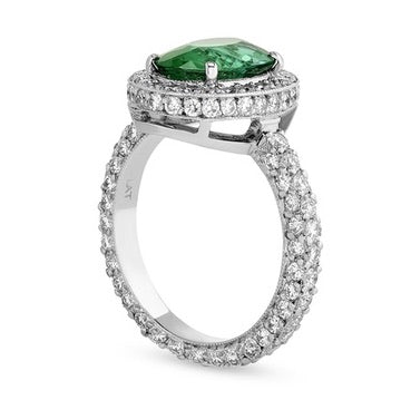 Estate 2.11ct. Brazillian Paraiba Tourmaline and 1.40cttw. Diamond Platinum Ring (GIA)