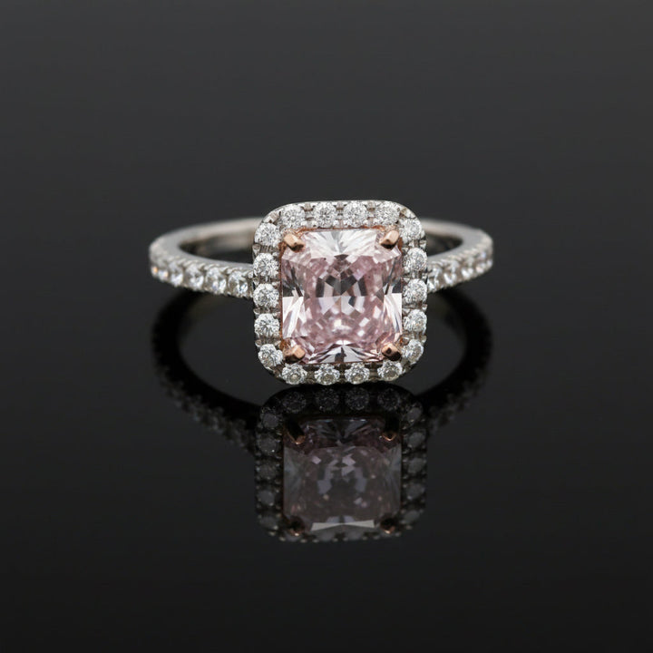 Estate Contemporary Natural Fancy Light Pinkish Purple 1.81ct Diamond Platinum & 18K Rose Gold Ring