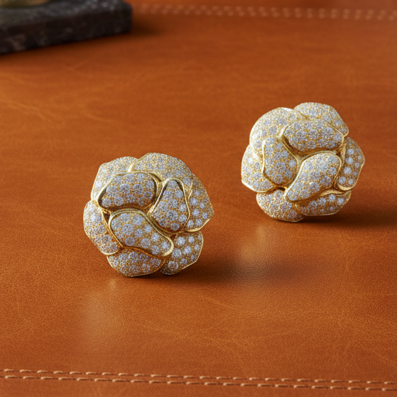Estate 10.00cttw Diamond 18k Yellow Gold Earring