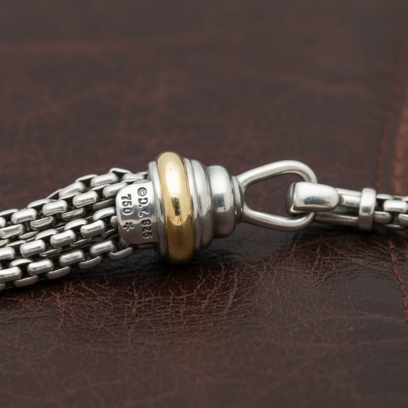 Estate David Yurman 1.75cttw Diamond Multi Strand 18k Yellow Gold and Silver Necklace