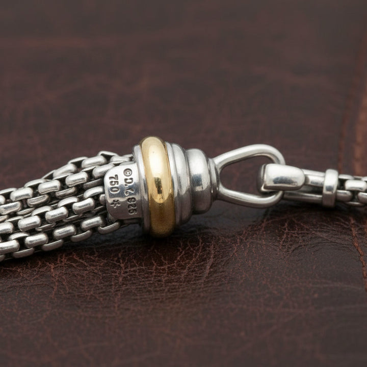Estate David Yurman 1.75cttw Diamond Multi Strand 18k Yellow Gold and Silver Necklace