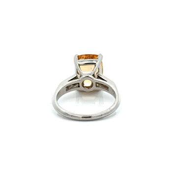 Platinum, Natural Diamond and 5.73 Carat Topaz Ring