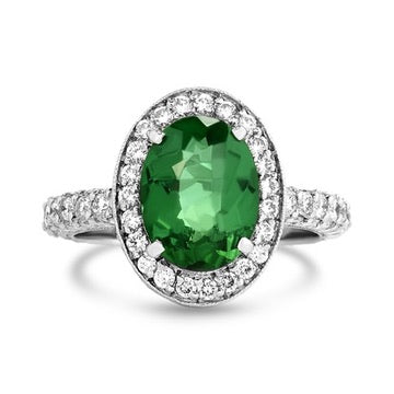 Estate 2.11ct. Brazillian Paraiba Tourmaline and 1.40cttw. Diamond Platinum Ring (GIA)