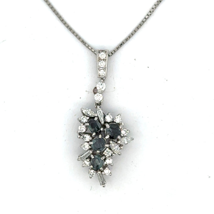 Estate Natural Color Change Alexandrite and Diamond Platinum Necklace