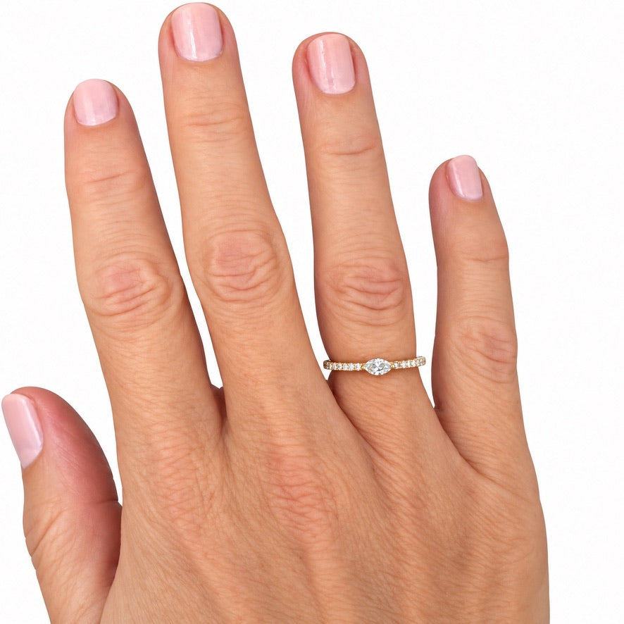 Marquise Diamond and 14K Yellow Gold Band