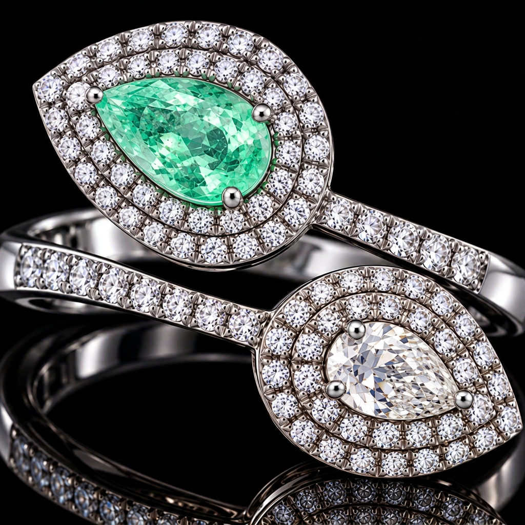 Designer M.C. Marchisio 1.60ct. Natural Paraiba Tourmaline & 1.62cttw. Diamond 18KT White Gold Bypass Ring