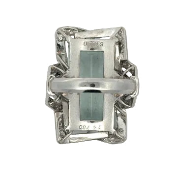 Estate Aquamarine and Diamond Platinum Ring