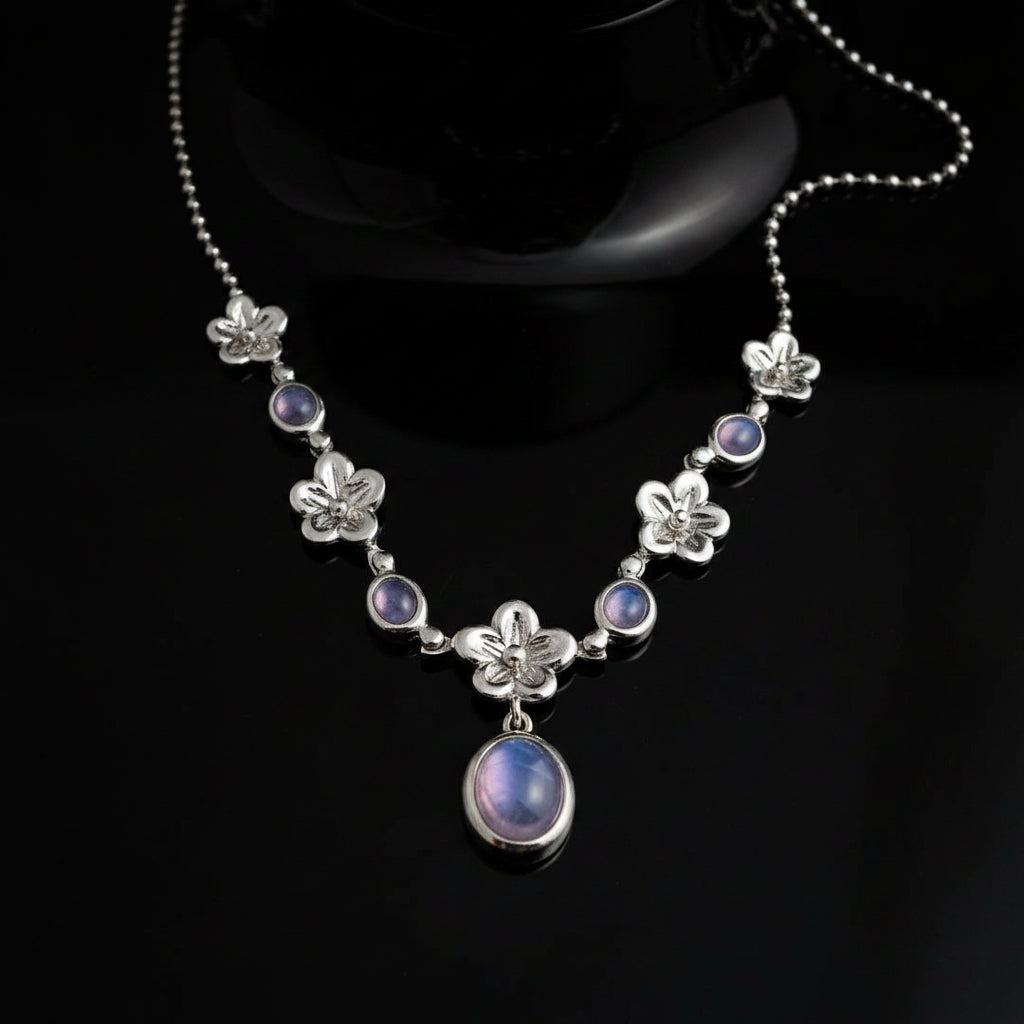 Estate Rare Color Change Cat's Eye Natural Alexandrite Platinum Necklace