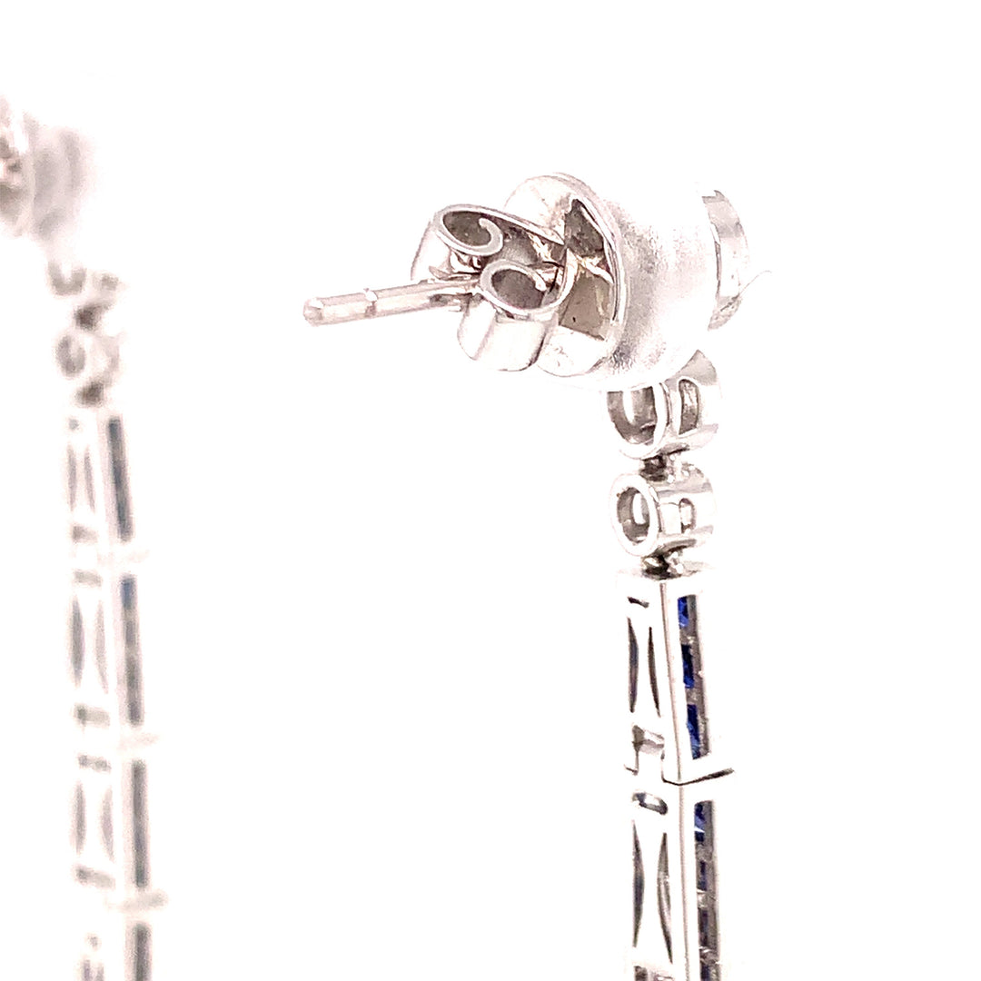 Sapphire and Diamond 18K White Gold Drop Earrings