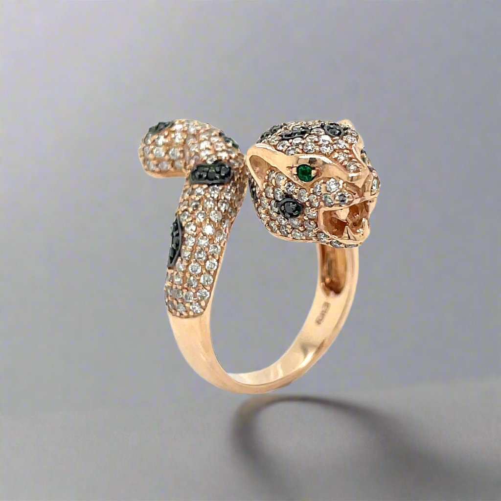 Effy 14k Rose Gold, Diamond and Emerald Panther Ring