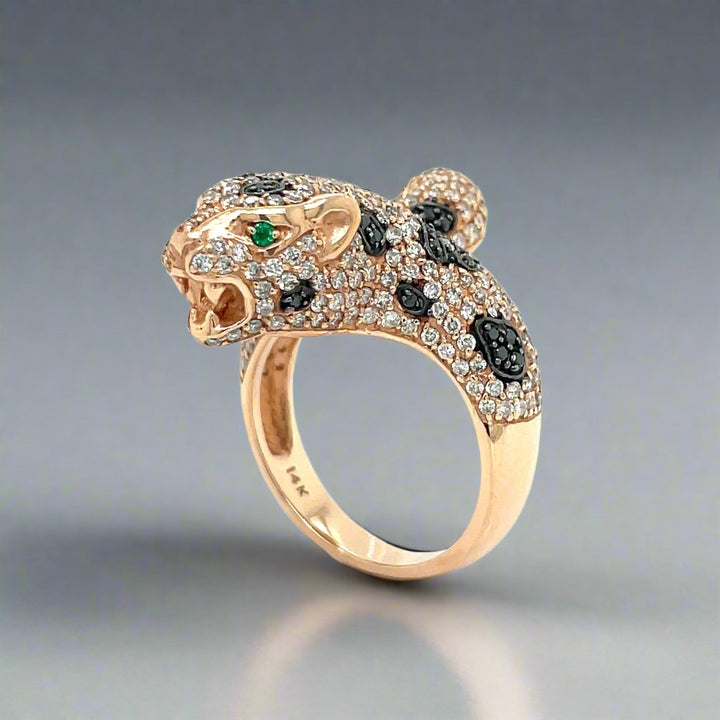 Effy 14k Rose Gold, Diamond and Emerald Panther Ring