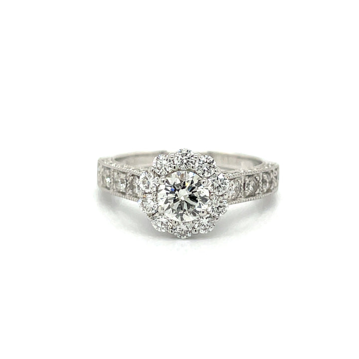 Clyde Duneier Diamond and 14K White Gold Flower Engagement Ring