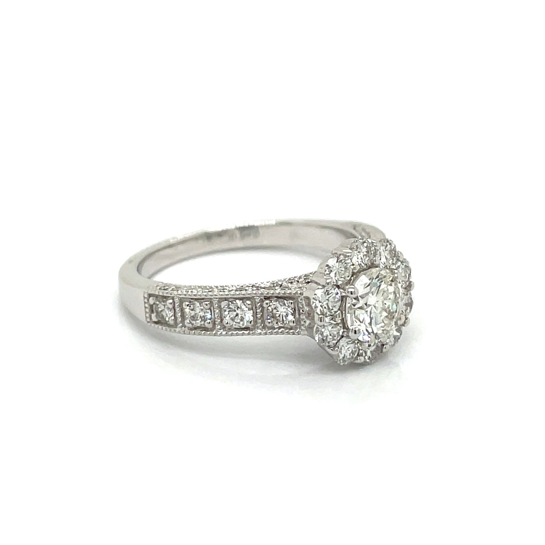 Clyde Duneier Diamond and 14K White Gold Flower Engagement Ring