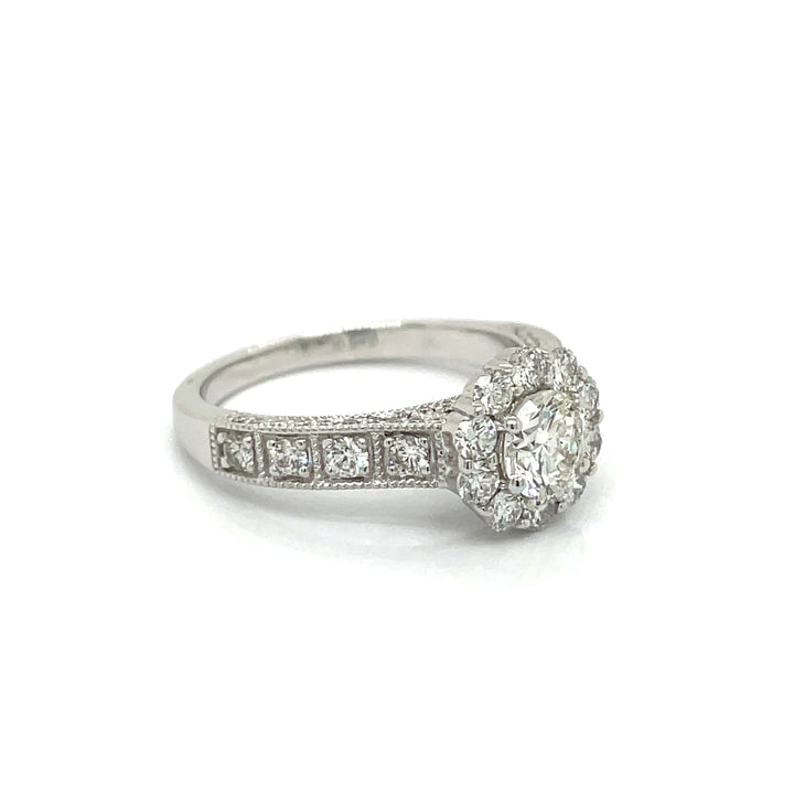 Clyde Duneier Diamond and 14K White Gold Flower Engagement Ring