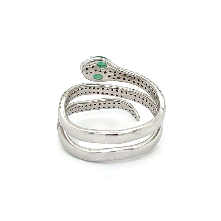 Natural Emerald and Diamond Snake Ring