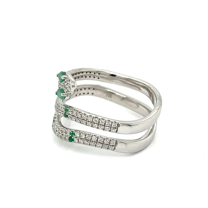 Natural Emerald and Diamond Snake Ring