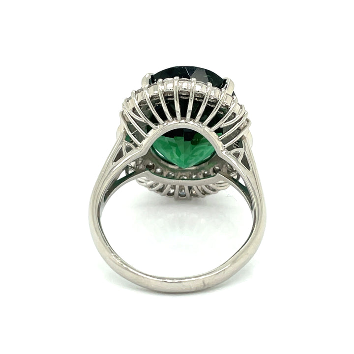 Vintage Green Tourmaline, Diamond, and Platinum Ring
