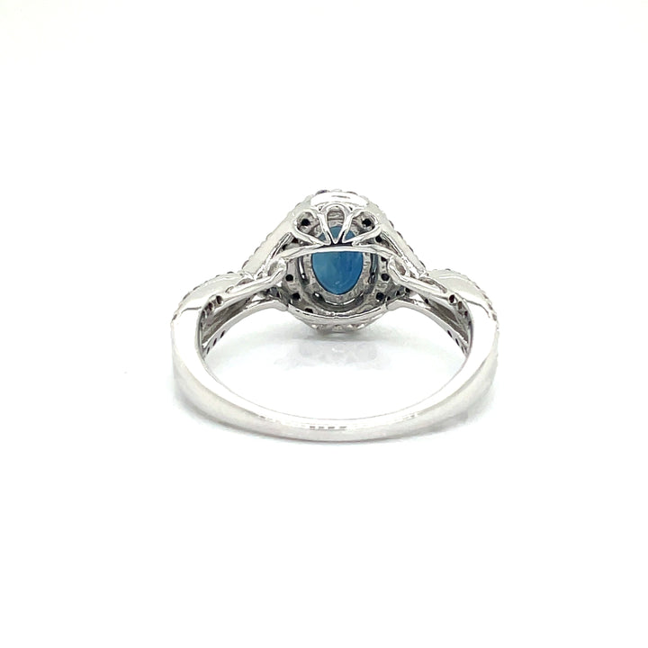 HMA Creations 1.62 carat Sapphire and Diamond 14K White Gold Halo Ring