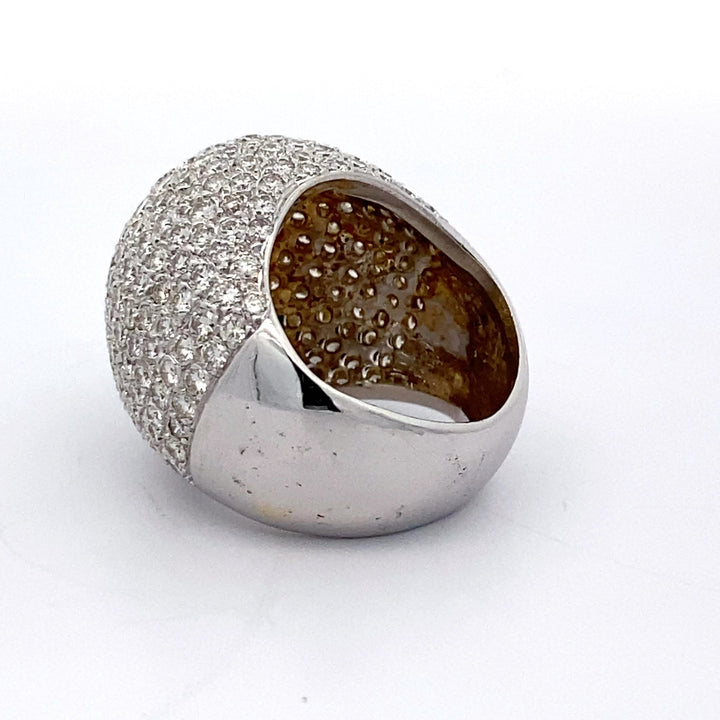 Estate 9.50 cttw Dome Pave Diamond 18K White Gold Ring 14192