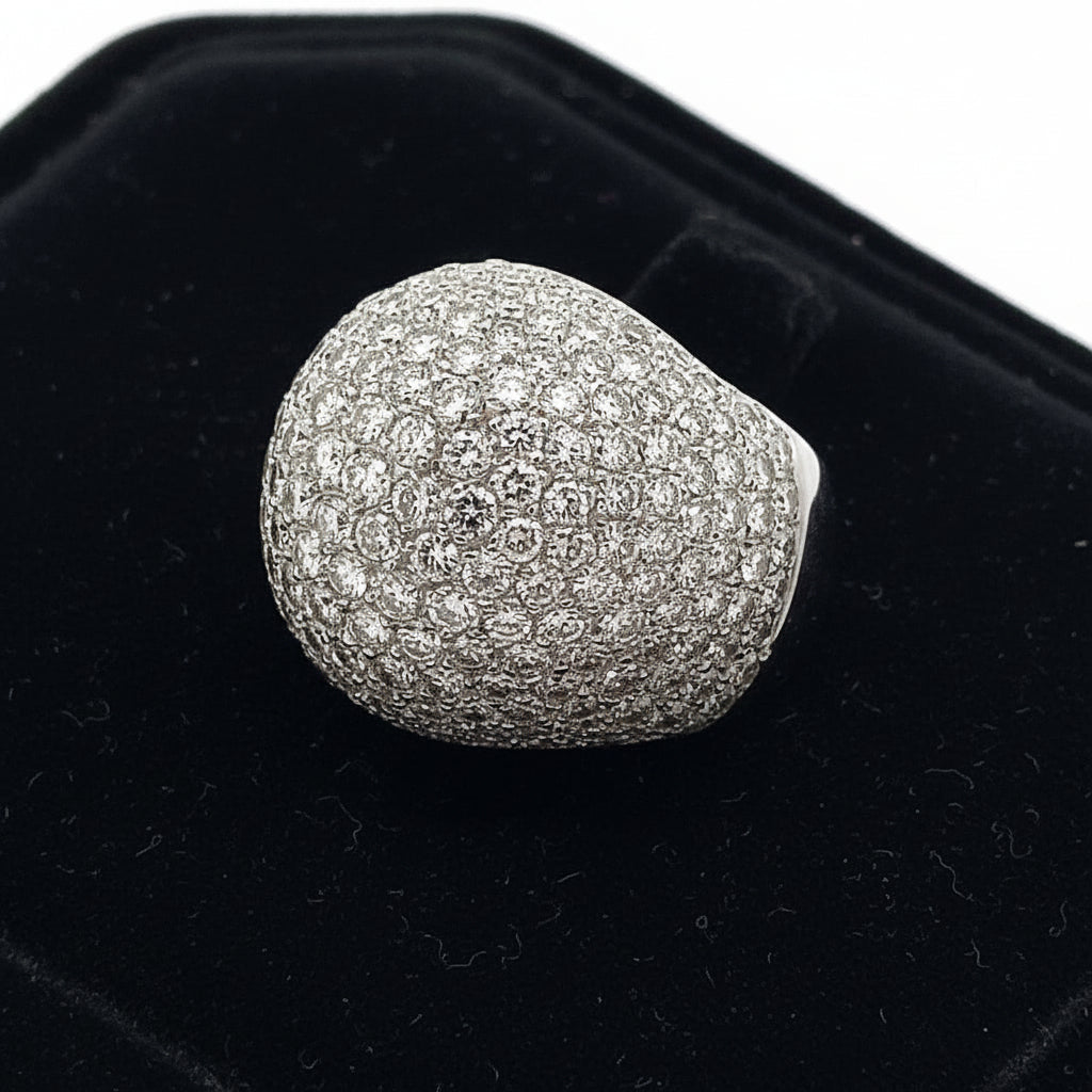 Estate 9.50 cttw Dome Pave Diamond 18K White Gold Ring 14192