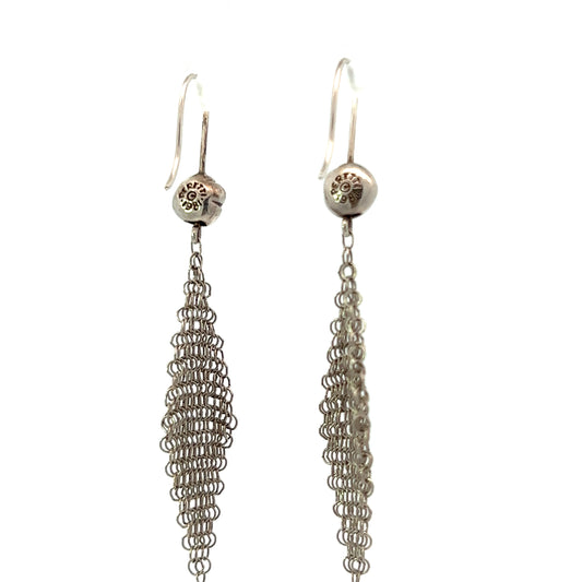 Vintage Tiffany & Co. Elsa Peretti Silver Mesh Dangle Earrings