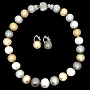 Estate Damiani South Sea Multi Color Pearl Earrings and Necklace