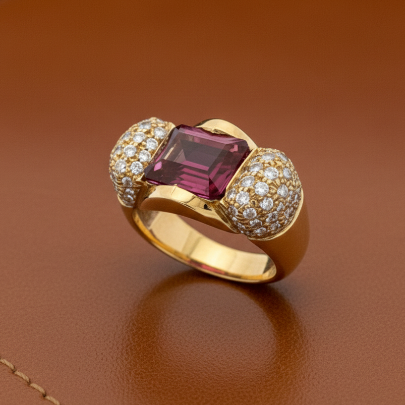 Estate Italian 1.50 cttw Diamond 2.01 ct Tourmaline Designer Ring 14532