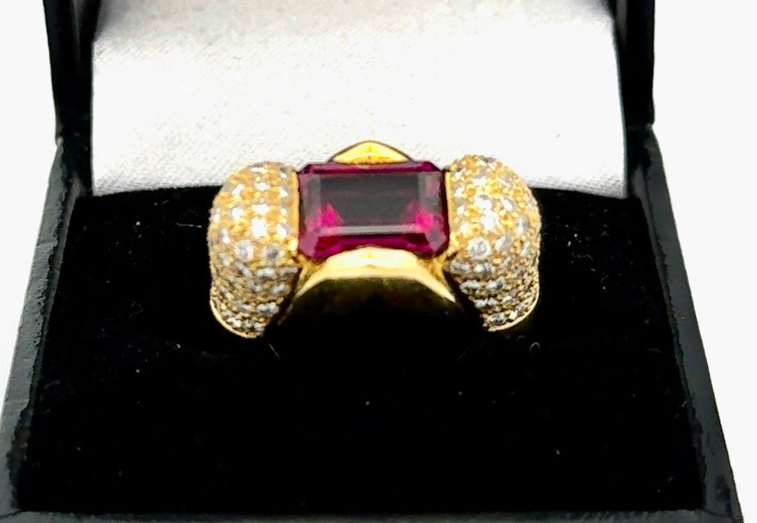 Estate Italian 1.50 cttw Diamond 2.01 ct Tourmaline Designer Ring 14532