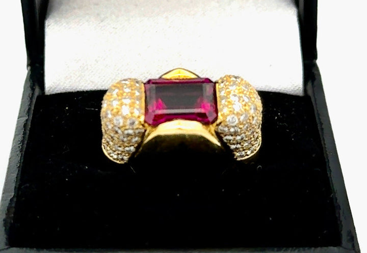Estate Italian 1.50 cttw Diamond 2.01 ct Tourmaline Designer Ring 14532