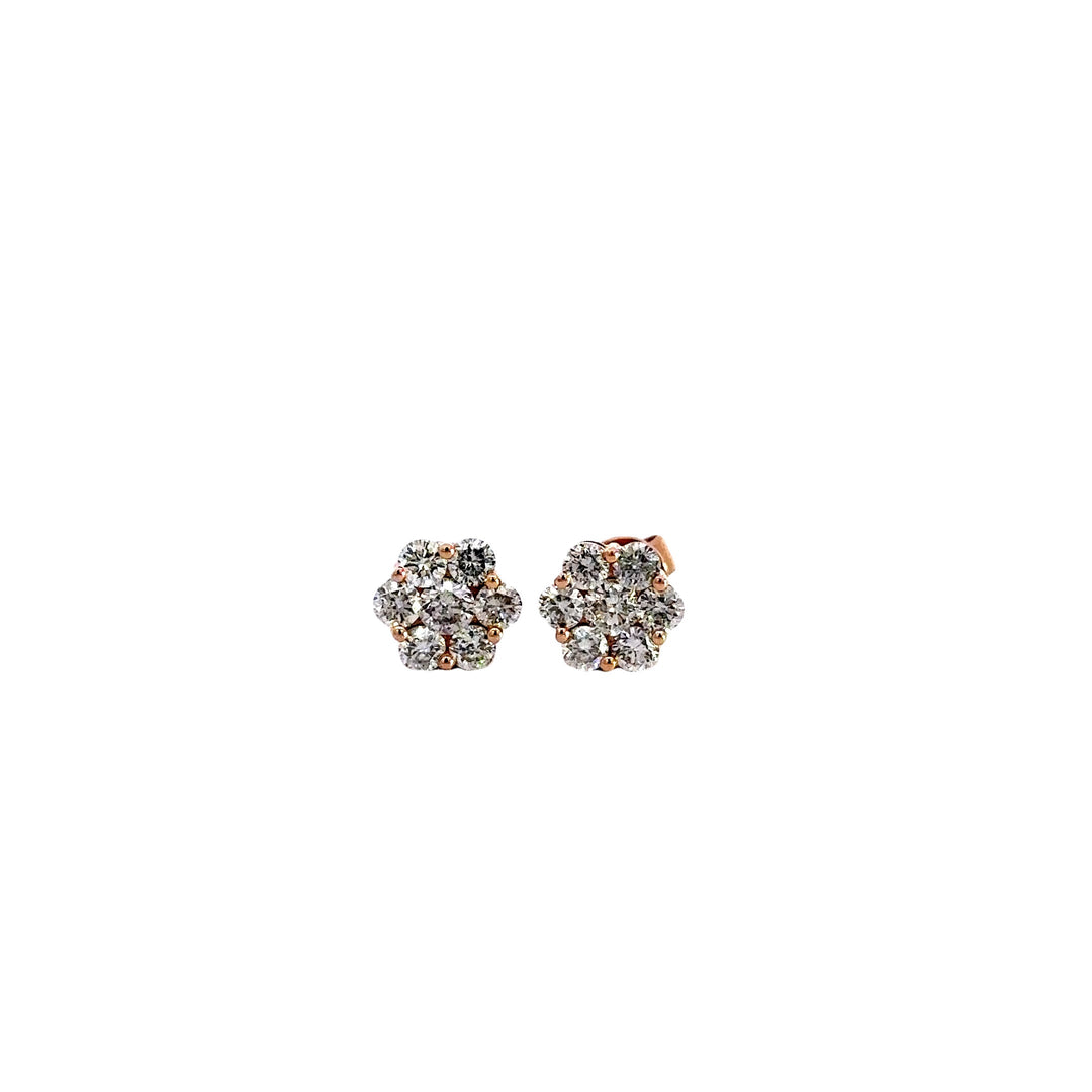 Maya Lianna 1.00 cttw Diamond Flower Cluster Earrings