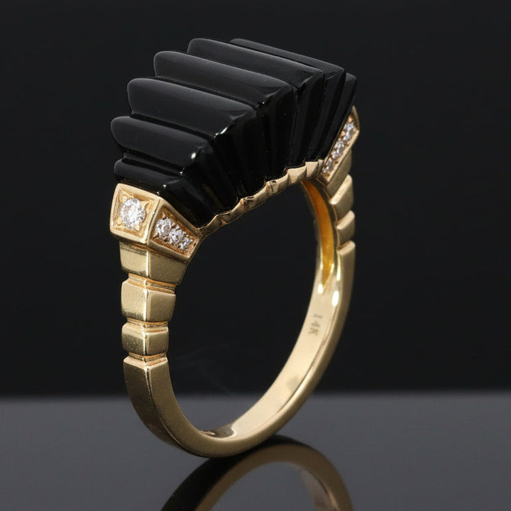 Effy Onyx, Diamond and 14K Yellow Gold Ring