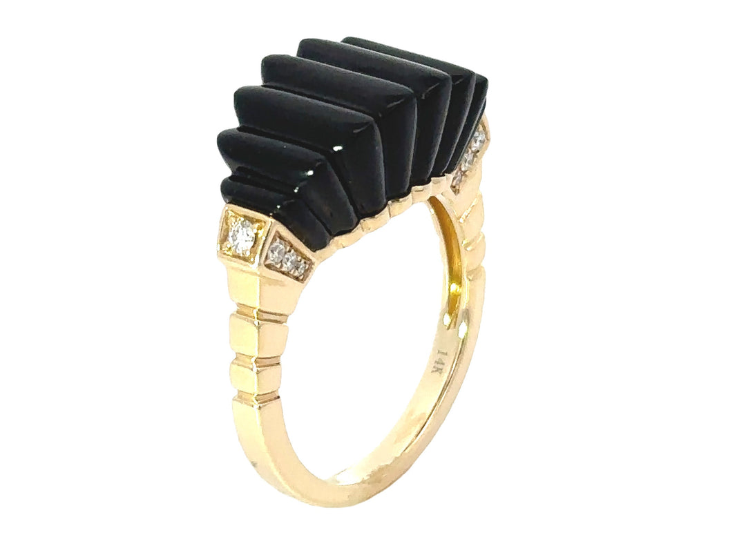 Effy Onyx, Diamond and 14K Yellow Gold Ring