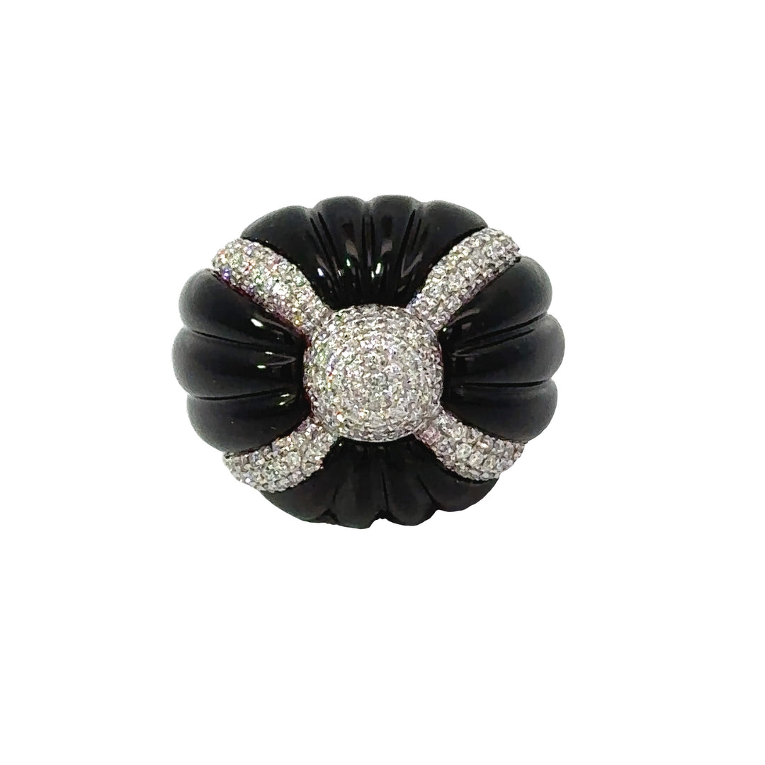 Effy Onyx & Diamond 14K White Gold Ring