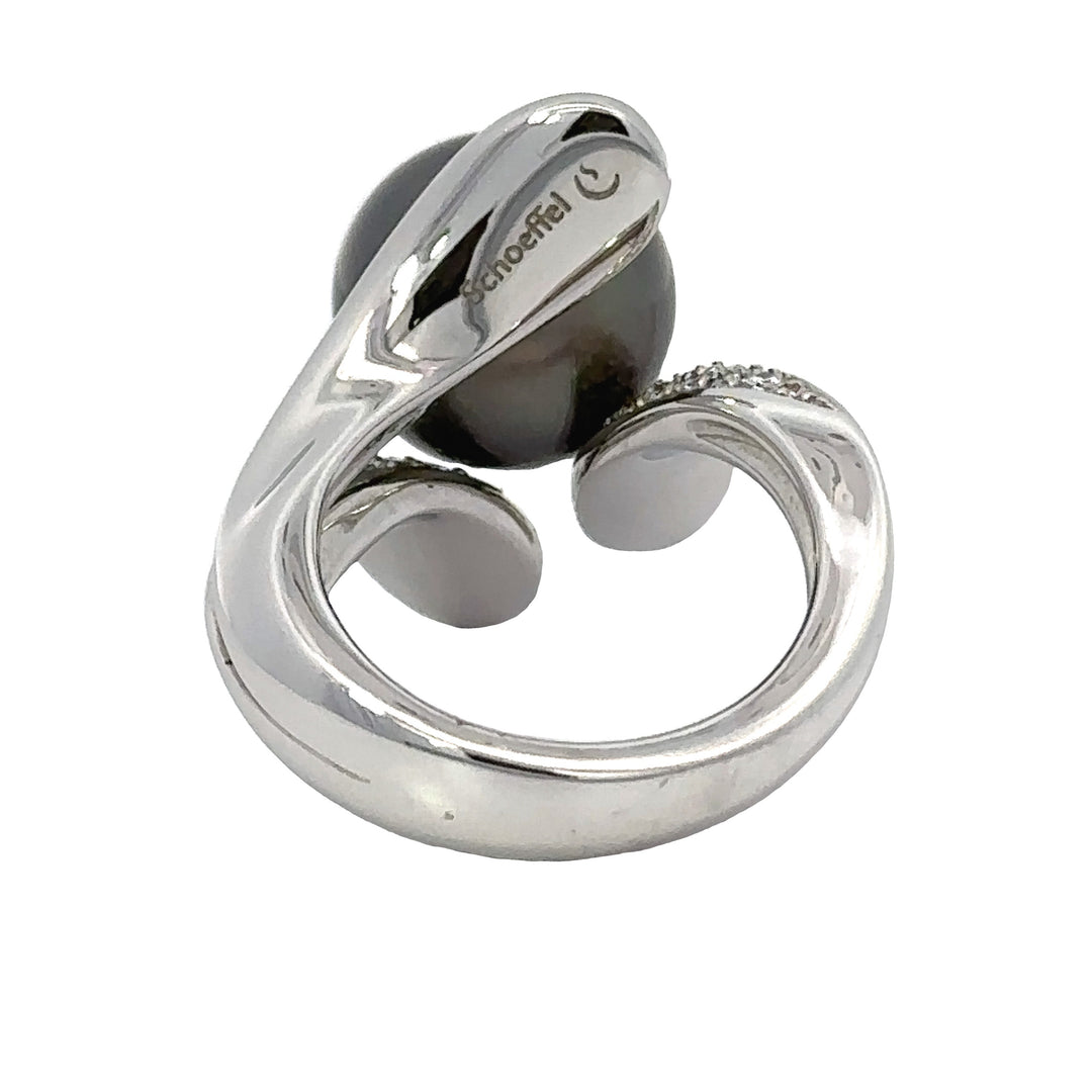 Estate Designer Schoeffel 1.20 cttw Diamond 12.57mm Tahitian Pearl Ring 13875