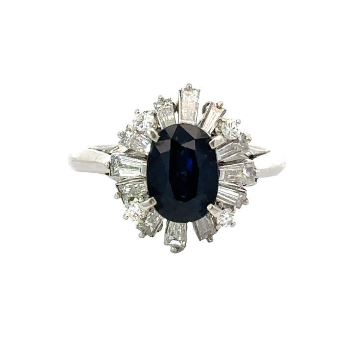 Sapphire and Diamond Platinum Halo Ring