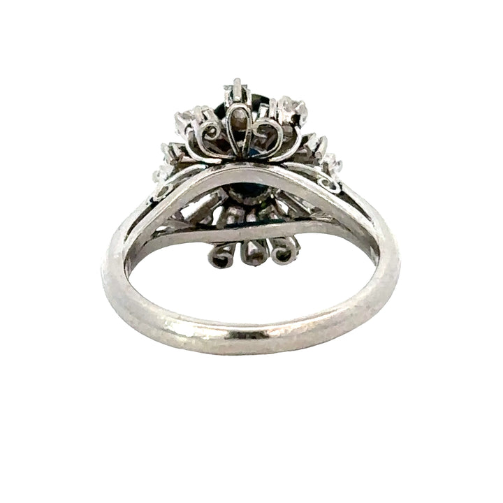 Sapphire and Diamond Platinum Halo Ring