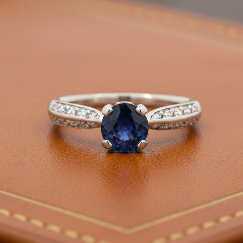 Designer Verragio 1.10 ct Sapphire Diamond Platinum Ring 14765