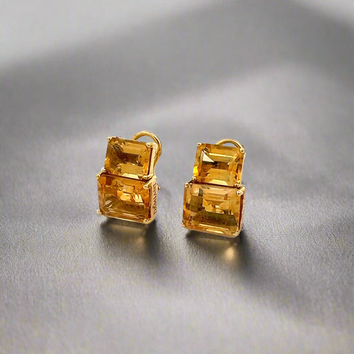 Estate Italian Designer Casa Damiani 13.86 cttw Citrine 18K Yellow Gold Earrings 14784
