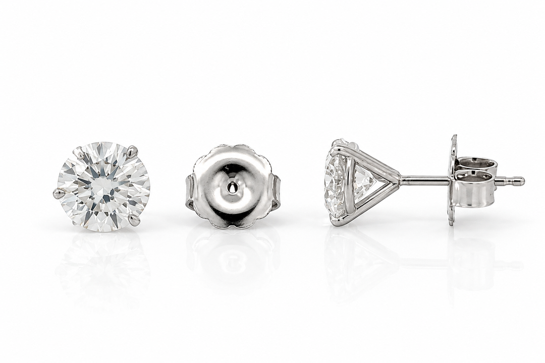 Certified 4 Carat 18K White Gold Lab Grown Diamond Stud Earrings