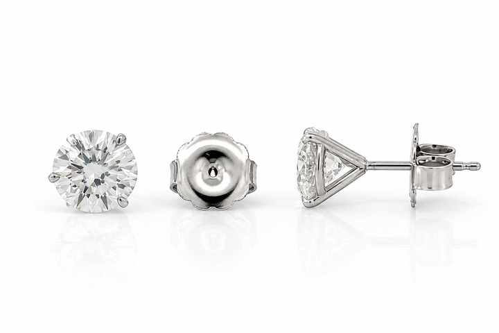 Certified 4 Carat 18K White Gold Lab Grown Diamond Stud Earrings