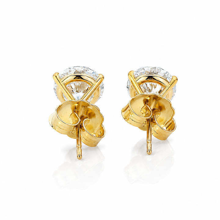 Certified 6 Carat 18K Yellow Gold Lab Grown Diamond Stud Earrings