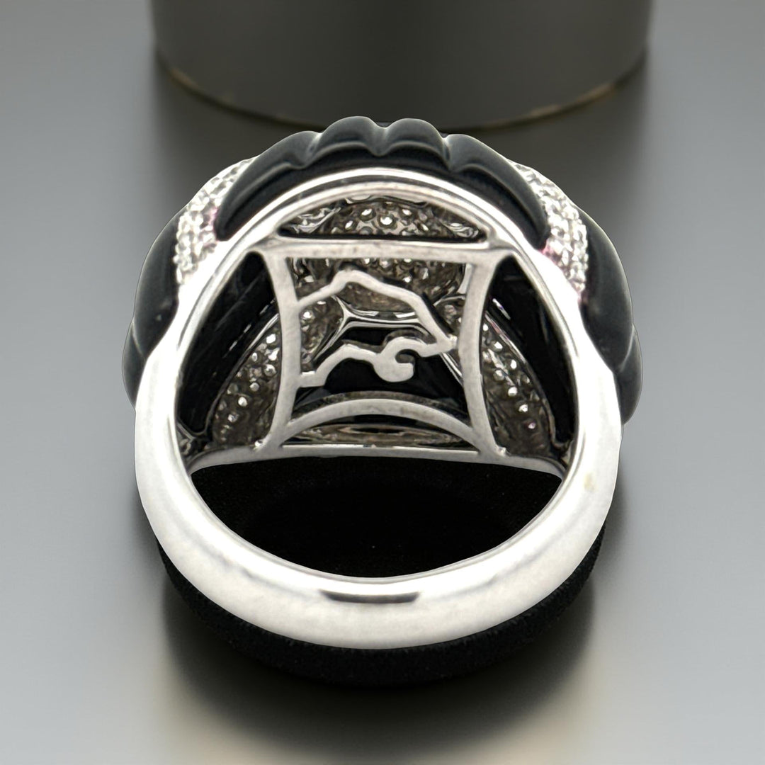 Effy Onyx & Diamond 14K White Gold Ring